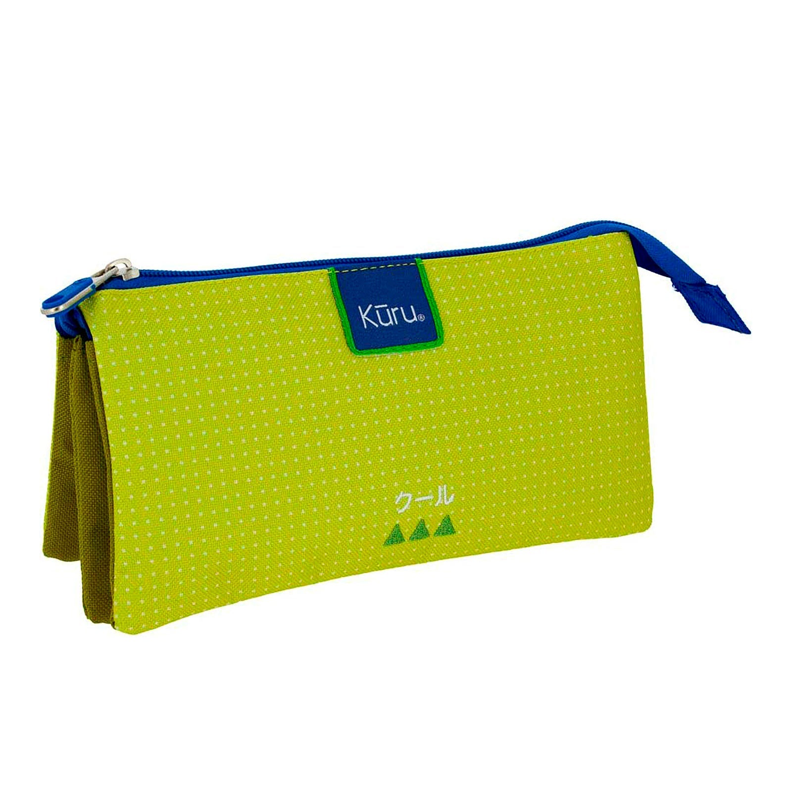 Grafoplás Kūru - Estuche Portatodo Triple Plano para Material Escolar. Verde