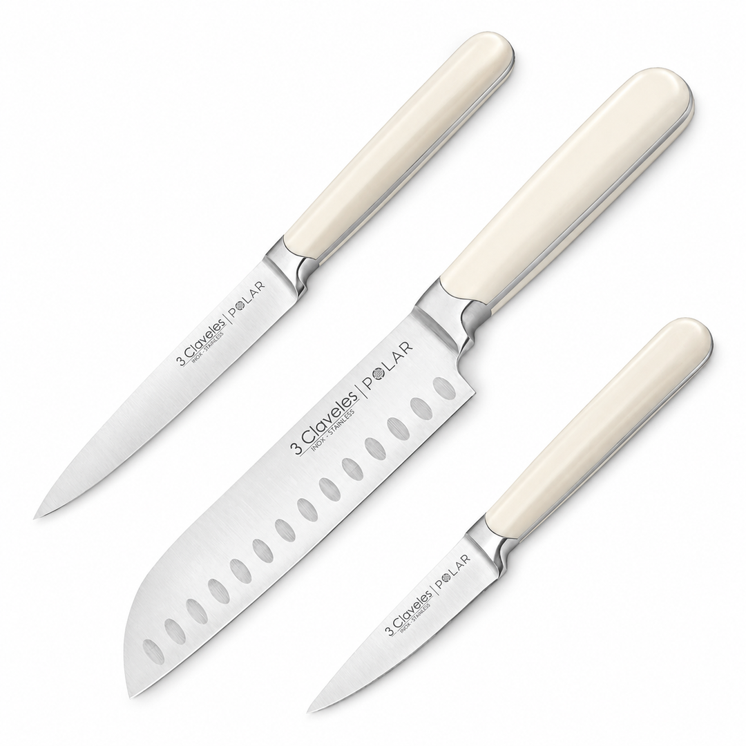 3 Claveles Polar - Juego de 3 Cuchillos de Cocina en Acero Forjado Gama Santoku