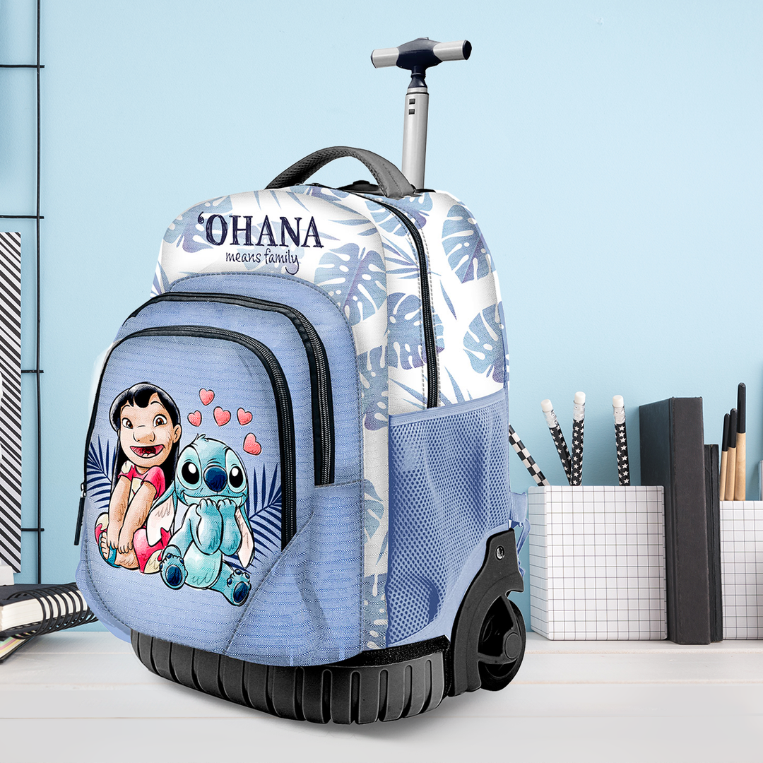 KARACTERMANIA - Disney Lilo y Stitch Couple Mochila Escolar con Ruedas Trolley GTS FAN
