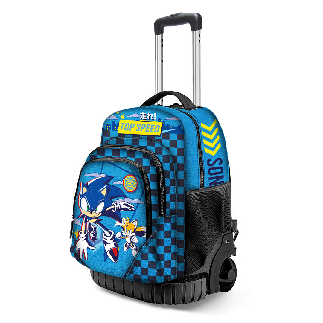SONIC The Hedgehog Go - Mochila Escolar con Ruedas Trolley GTS FAN 3.0 Azul