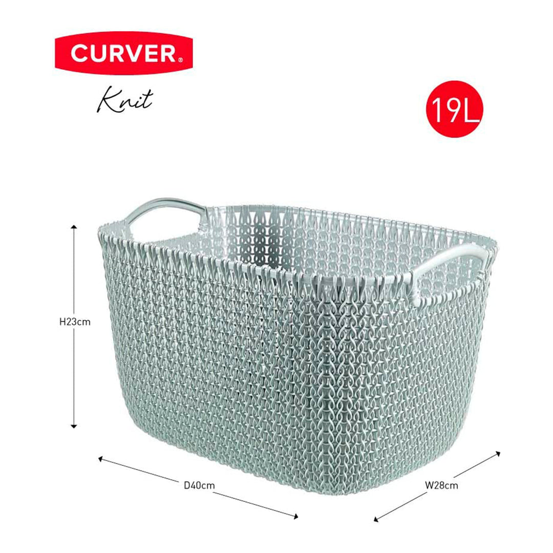 Curver Knit - Cesta Ordenación Rectangular 19L con Asas