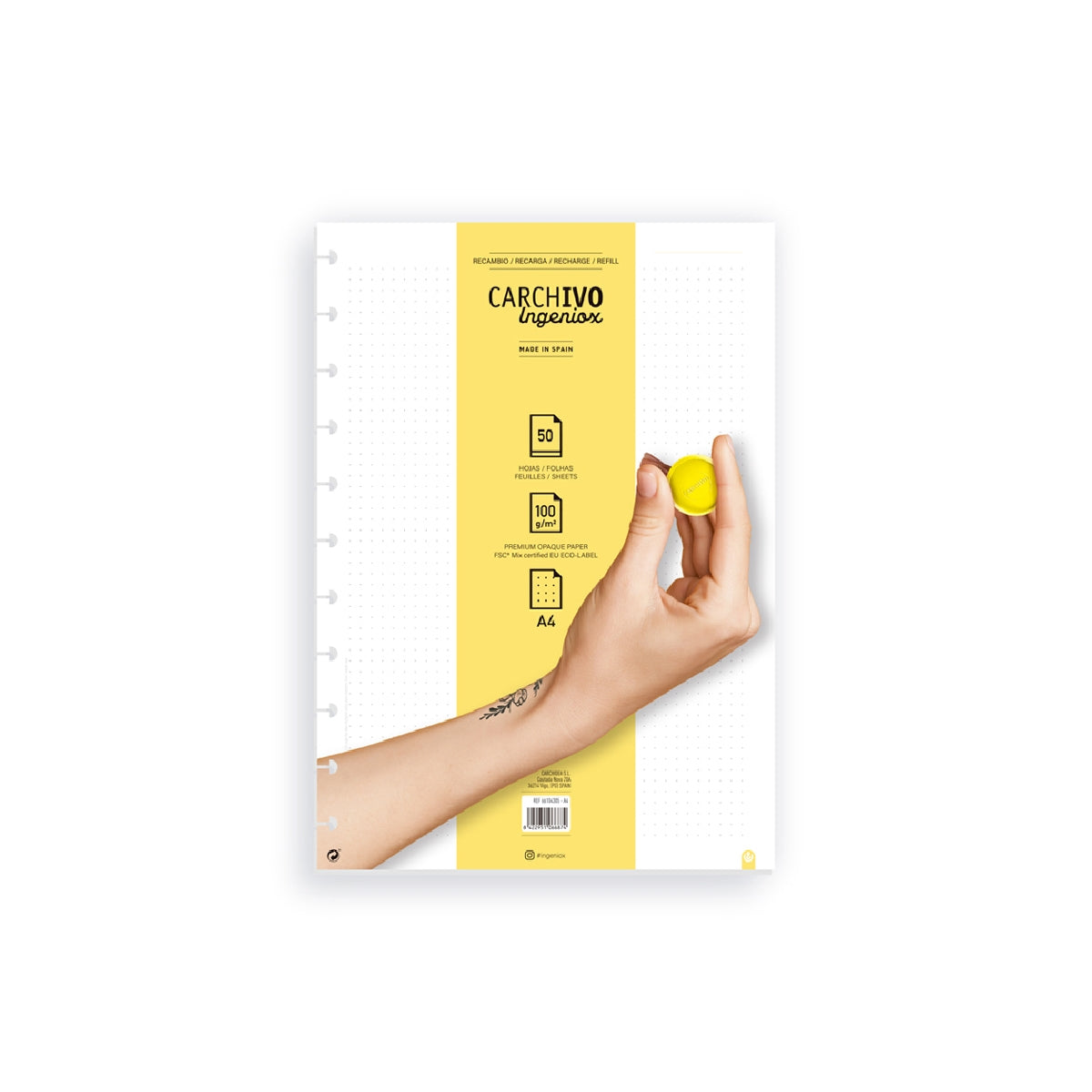 CARCHIVO - Recambio Cuaderno Carchivo Ingeniox A4 50 Hojas Dots