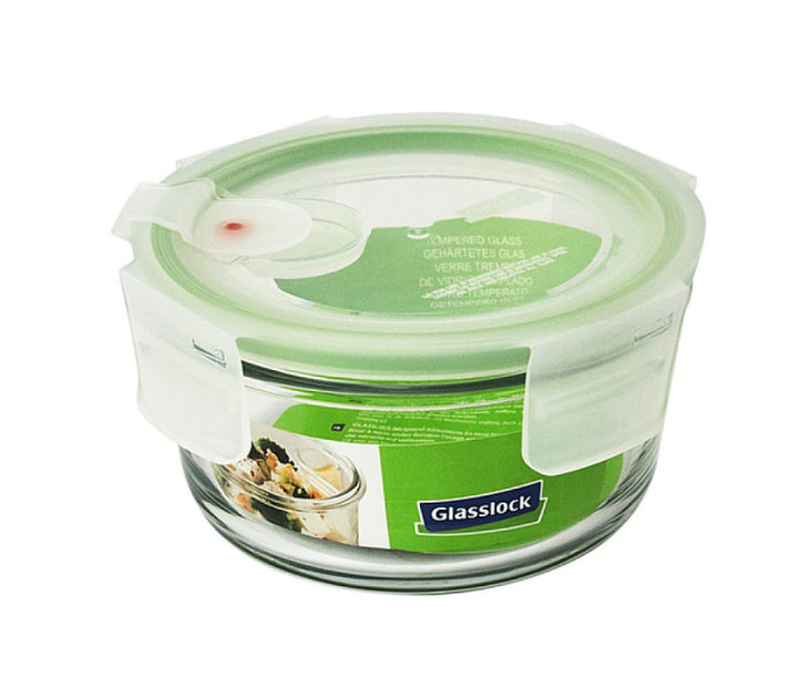 Glasslock Air - Recipiente Hermético Redondo de 0.4L en Vidrio Templado con Válvula
