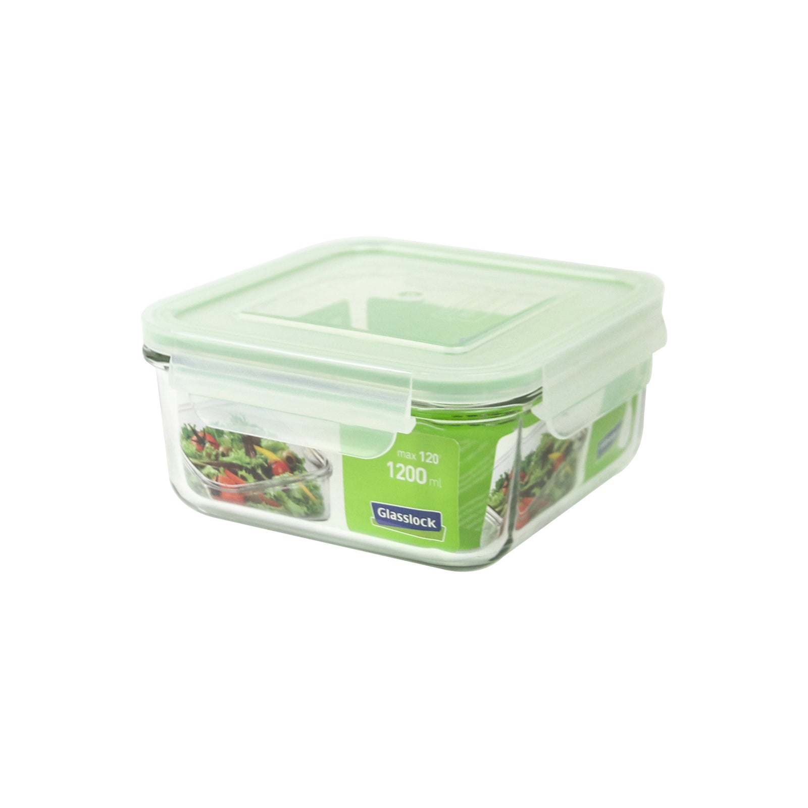 Glasslock Air - Recipiente Hermético Cuadrado de 1.2L en Vidrio Templado con Válvula