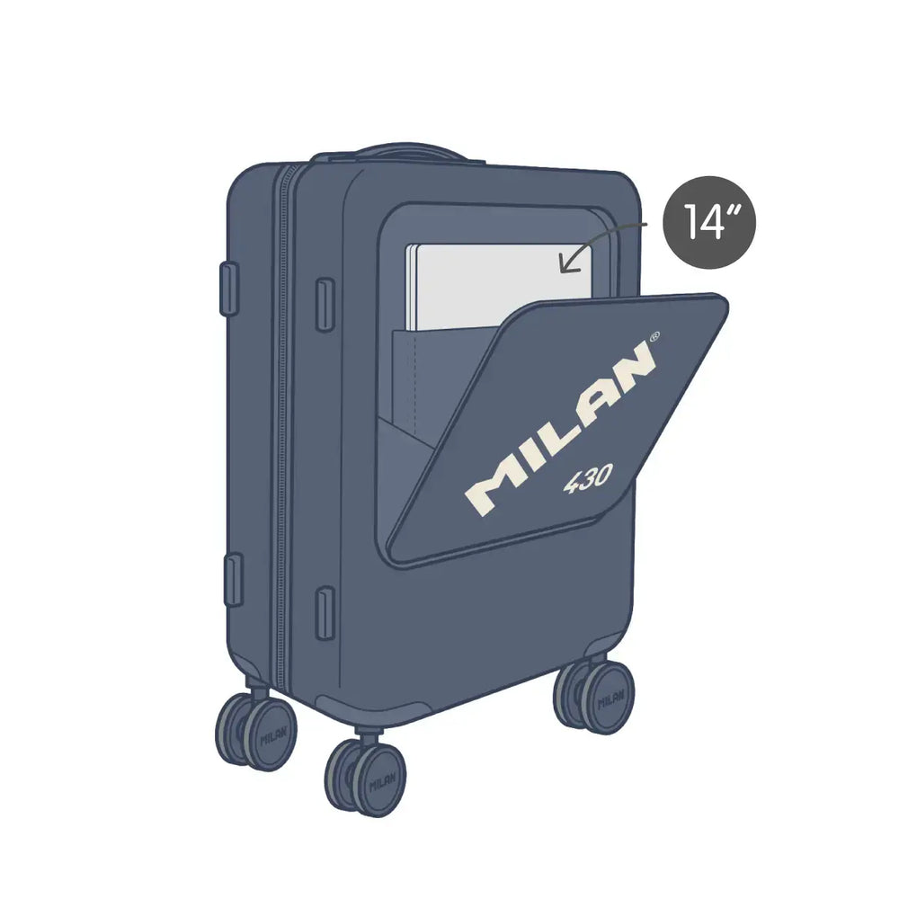 MILAN 1918 - Maleta Rígida de Cabina de 50L en Policarbonato con 4 Ruedas y Cierre TSA. Azul
