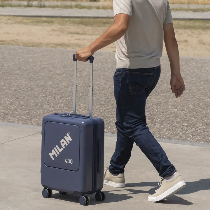 MILAN 1918 - Maleta Rígida de Cabina de 50L en Policarbonato con 4 Ruedas y Cierre TSA. Azul