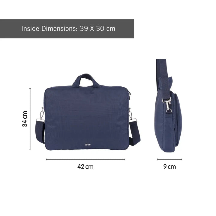 MILAN 1918 - Maletín Portátil hasta 17”. Acolchado, Resistente y con Correa Ajustable. Azul