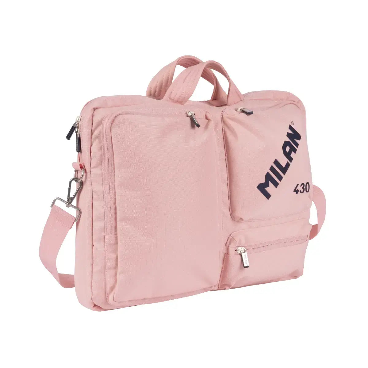 MILAN 1918 - Maletín Portátil hasta 17”. Acolchado, Resistente y con Correa Ajustable. Rosa
