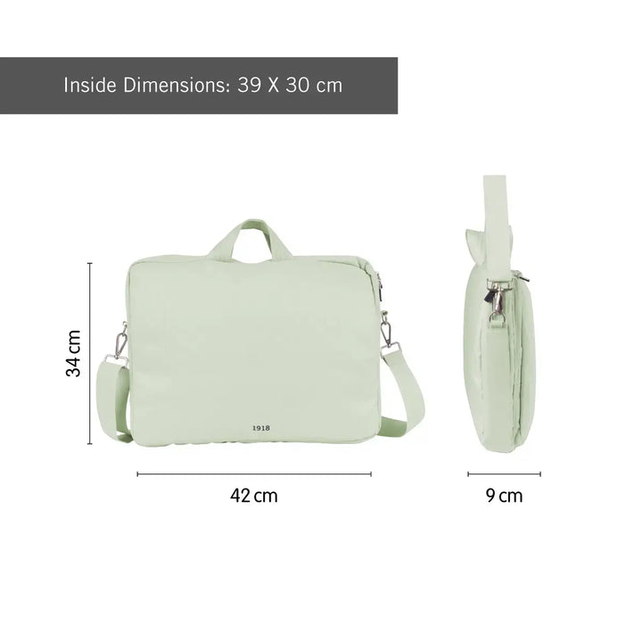 MILAN 1918 - Maletín Portátil hasta 17”. Acolchado, Resistente y con Correa Ajustable. Verde