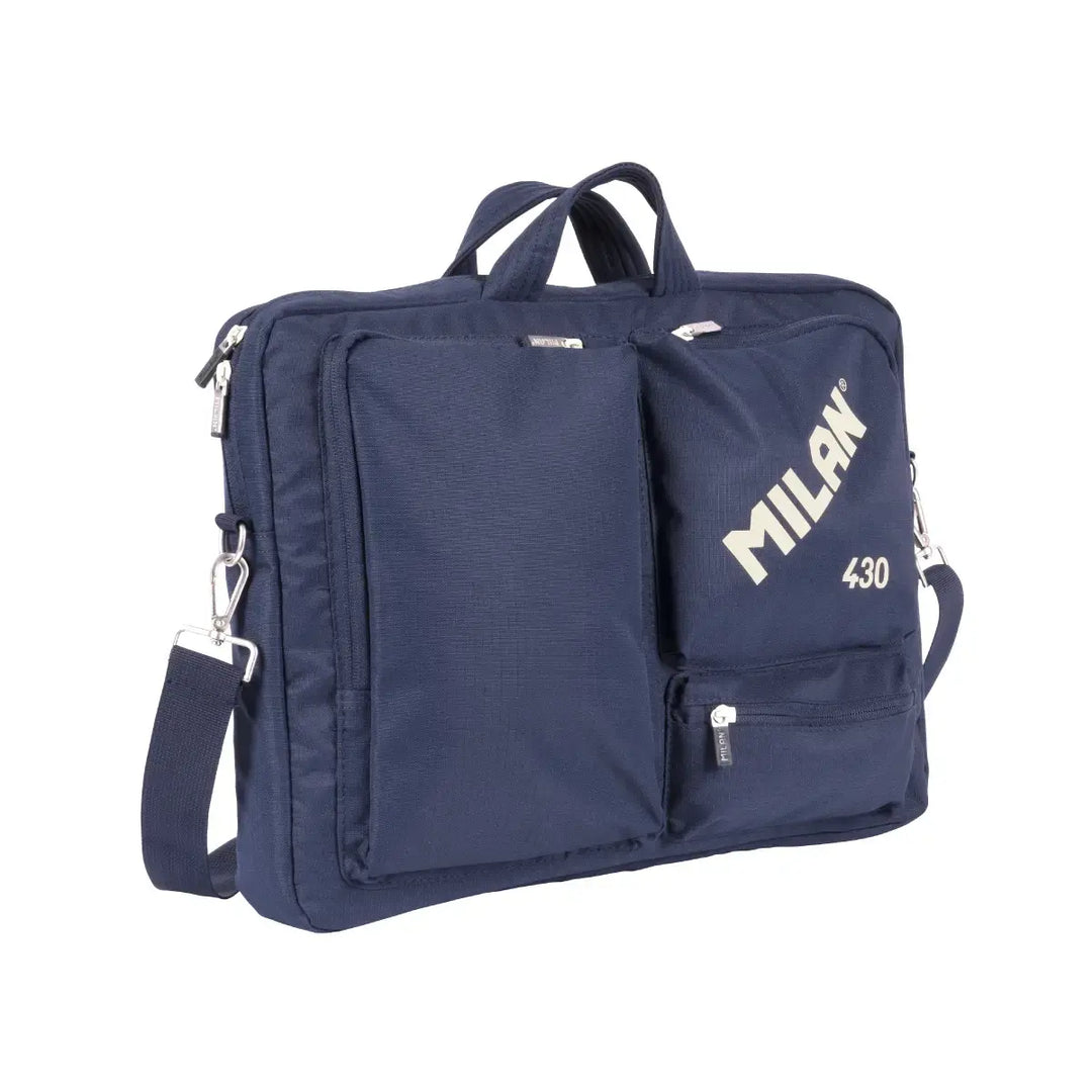 MILAN 1918 - Maletín Portátil hasta 17”. Acolchado, Resistente y con Correa Ajustable. Azul