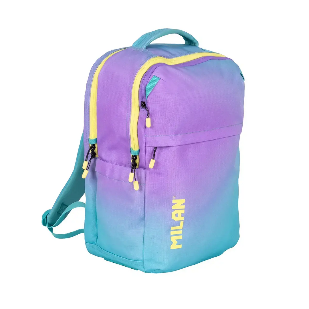 MILAN Sunset -  Mochila Escolar y Urbana 25L de 5 Cremalleras y Espacio Portátil. Turquesa