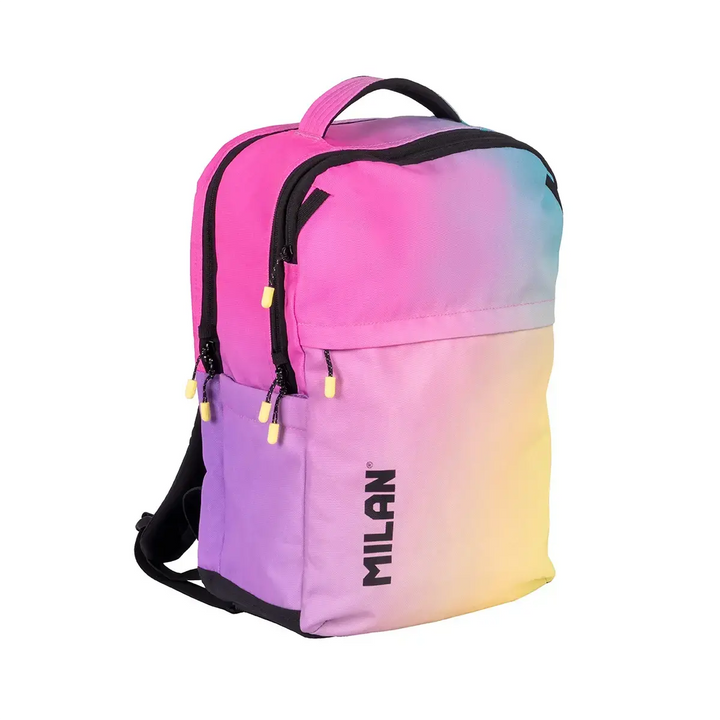 MILAN Sunset -  Mochila Escolar y Urbana 25L de 5 Cremalleras y Espacio Portátil. Negro