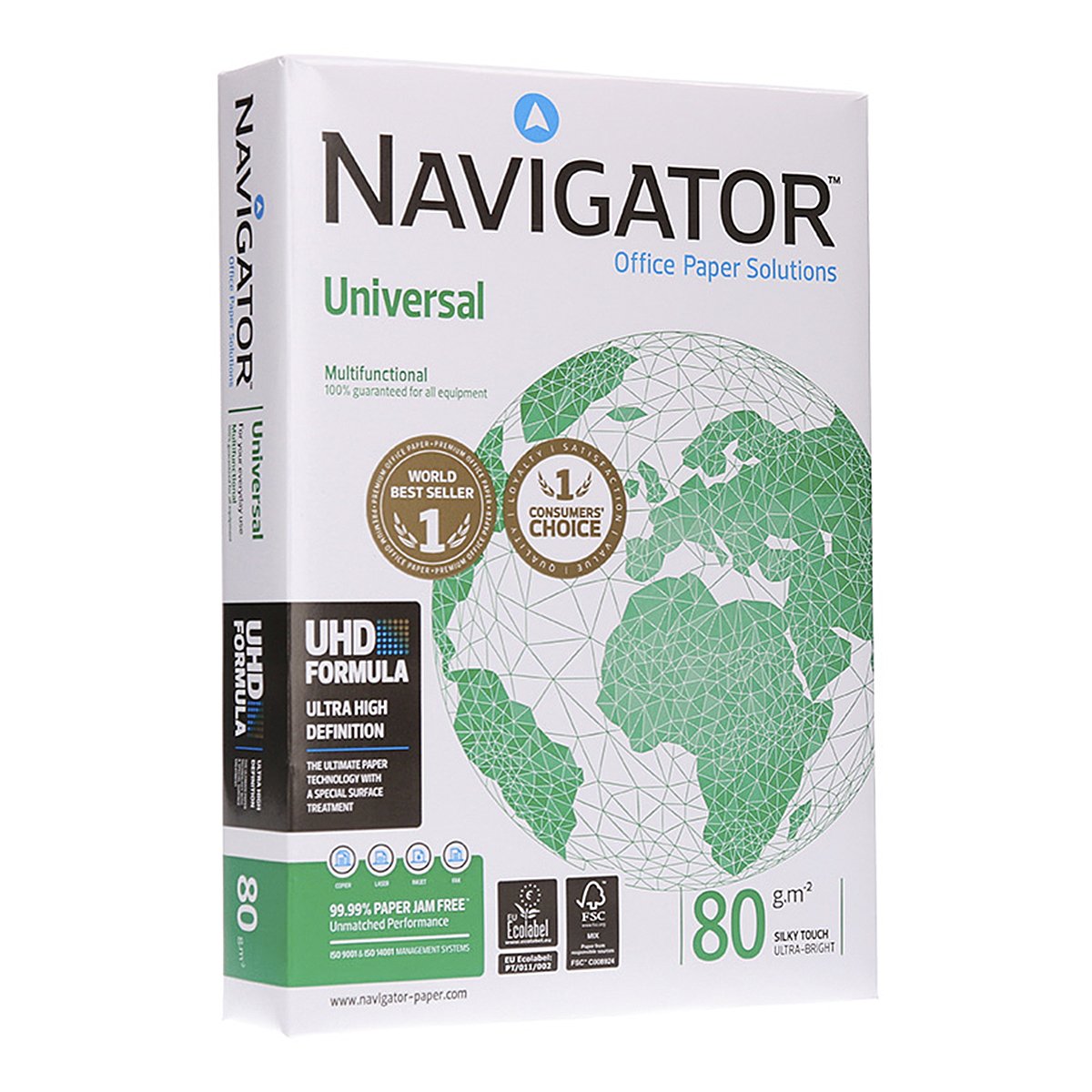 NAVIGATOR NAV-80-A4 - Papel Fotocopiadora, Ink-Jet y Laser DIN A4 80g 500 Hojas
