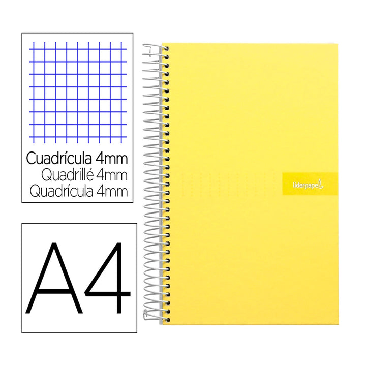 LIDERPAPEL - Cuaderno Espiral A4 con Margen 80h 90gr. AMARILLO