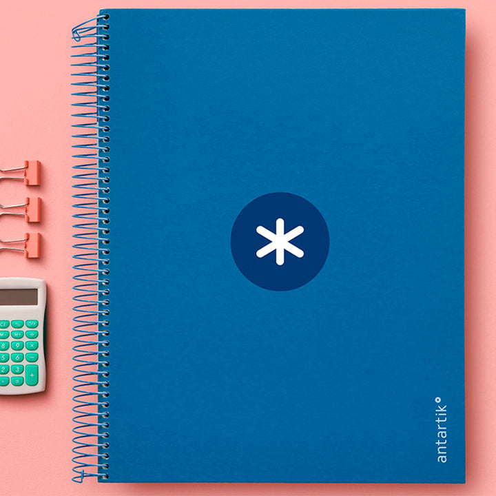 Antartik - Libreta Cuadriculada A4 con Espiral y Tapa Dura. 5 Bandas de Colores. Azul Marino