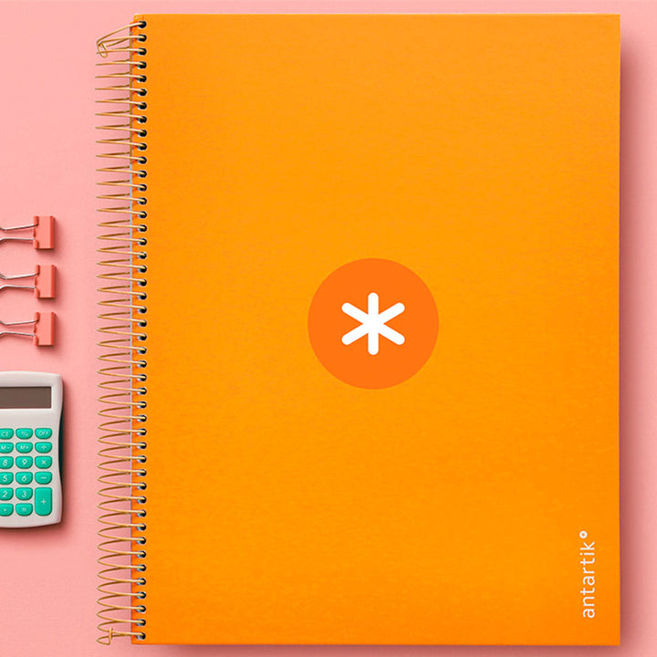 Antartik - Libreta Cuadriculada A4 con Espiral y Tapa Dura. 5 Bandas de Colores. Mostaza