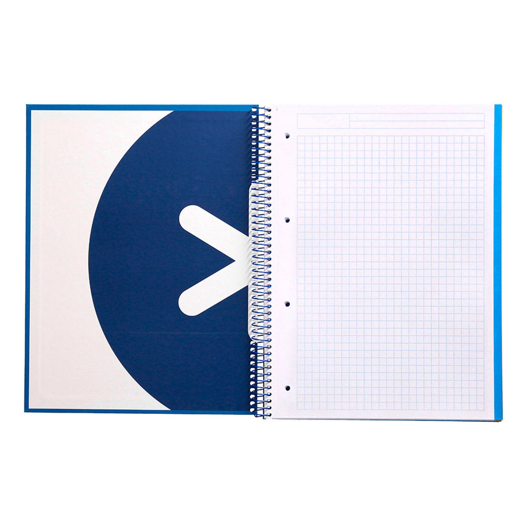 Antartik - Libreta Cuadriculada A4 con Espiral y Tapa Dura. 5 Bandas de Colores. Azul Marino