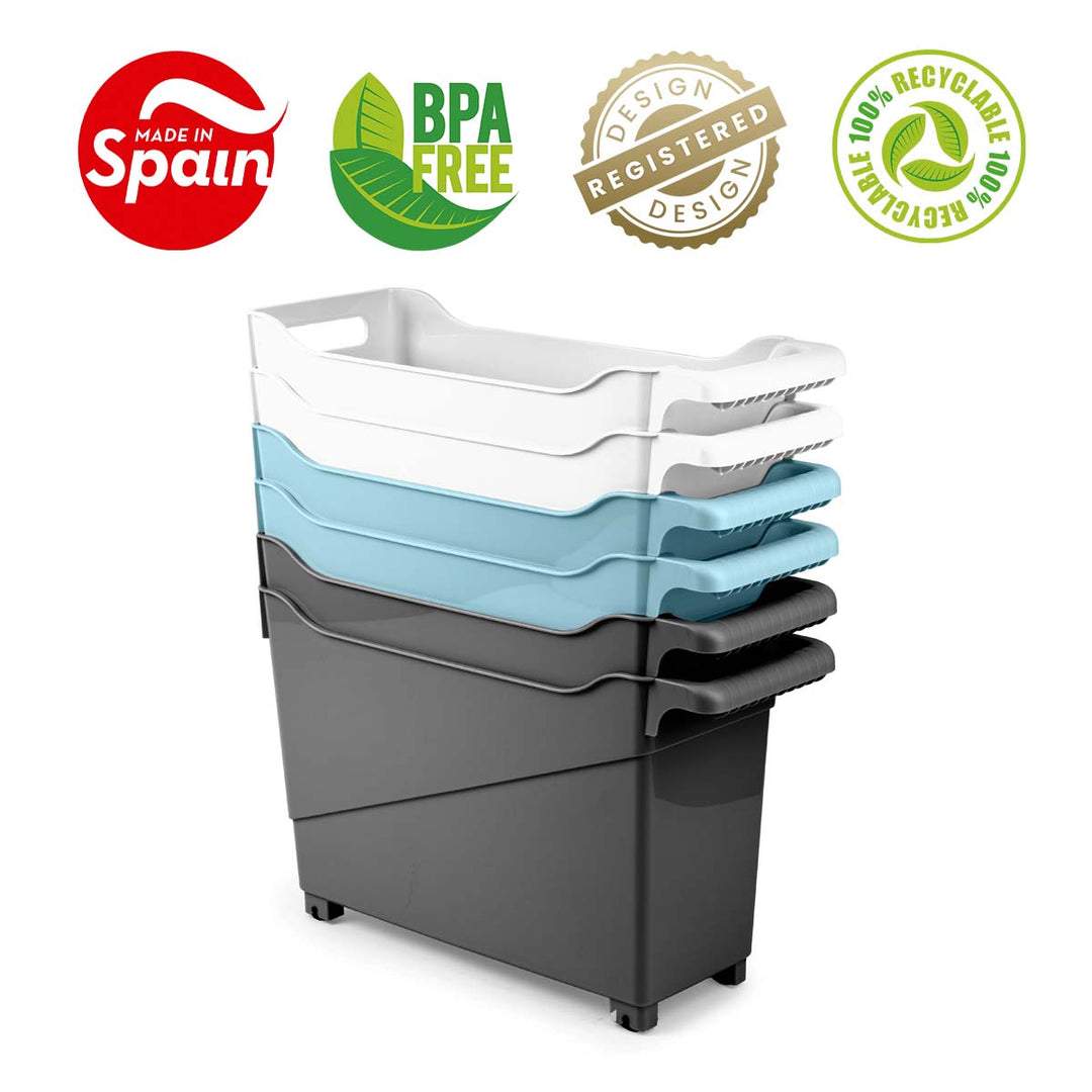 Plastic Forte - Cesta Organizadora con Ruedas Nº 1. Ideal Bajo Fregadero. Azul