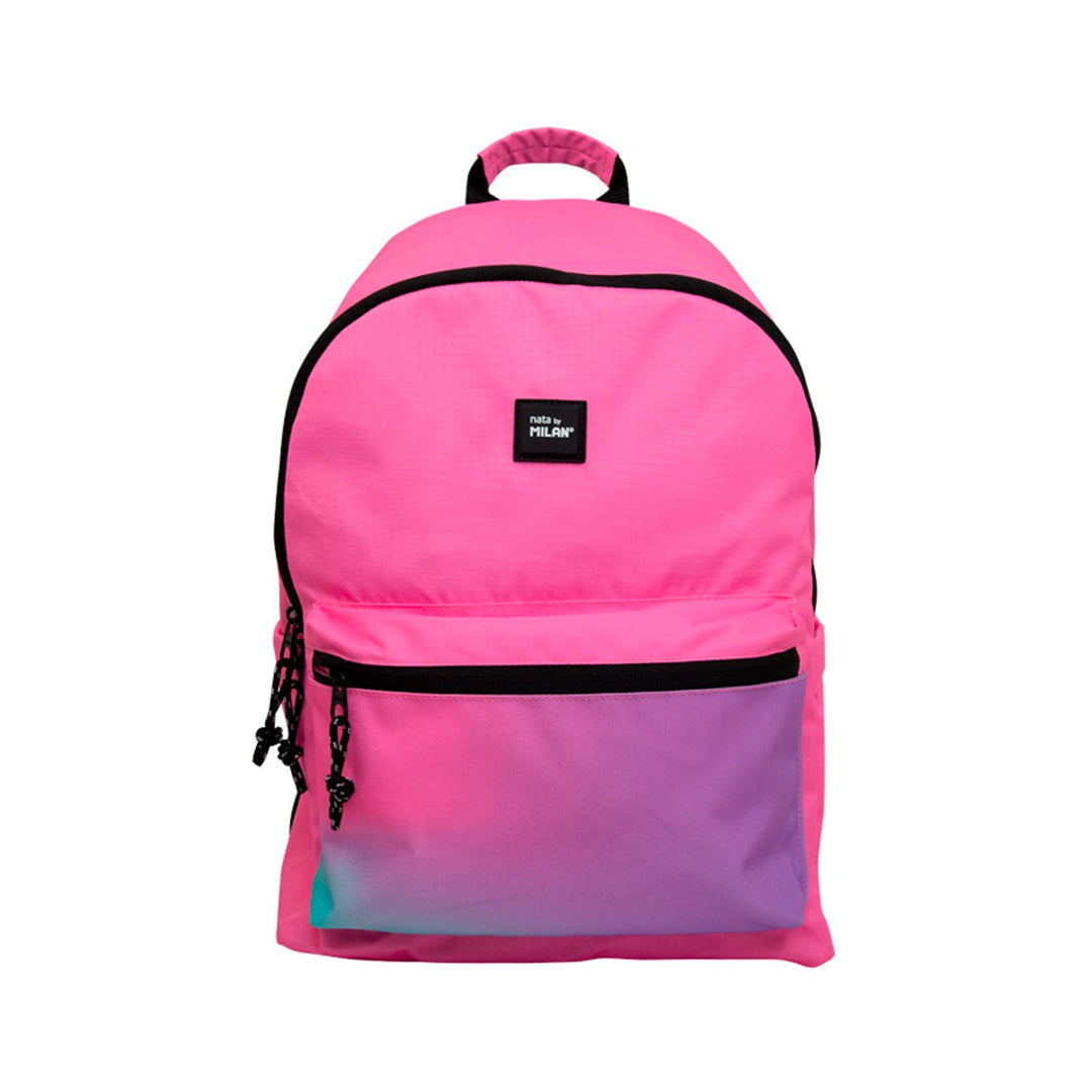 MILAN Sunset -  Mochila Escolar 2 Cremalleras con Divisor para Portátil. Capacidad 22L. Rosa