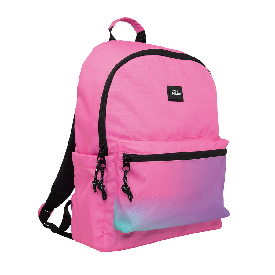 MILAN Sunset -  Mochila Escolar 2 Cremalleras con Divisor para Portátil. Capacidad 22L. Rosa