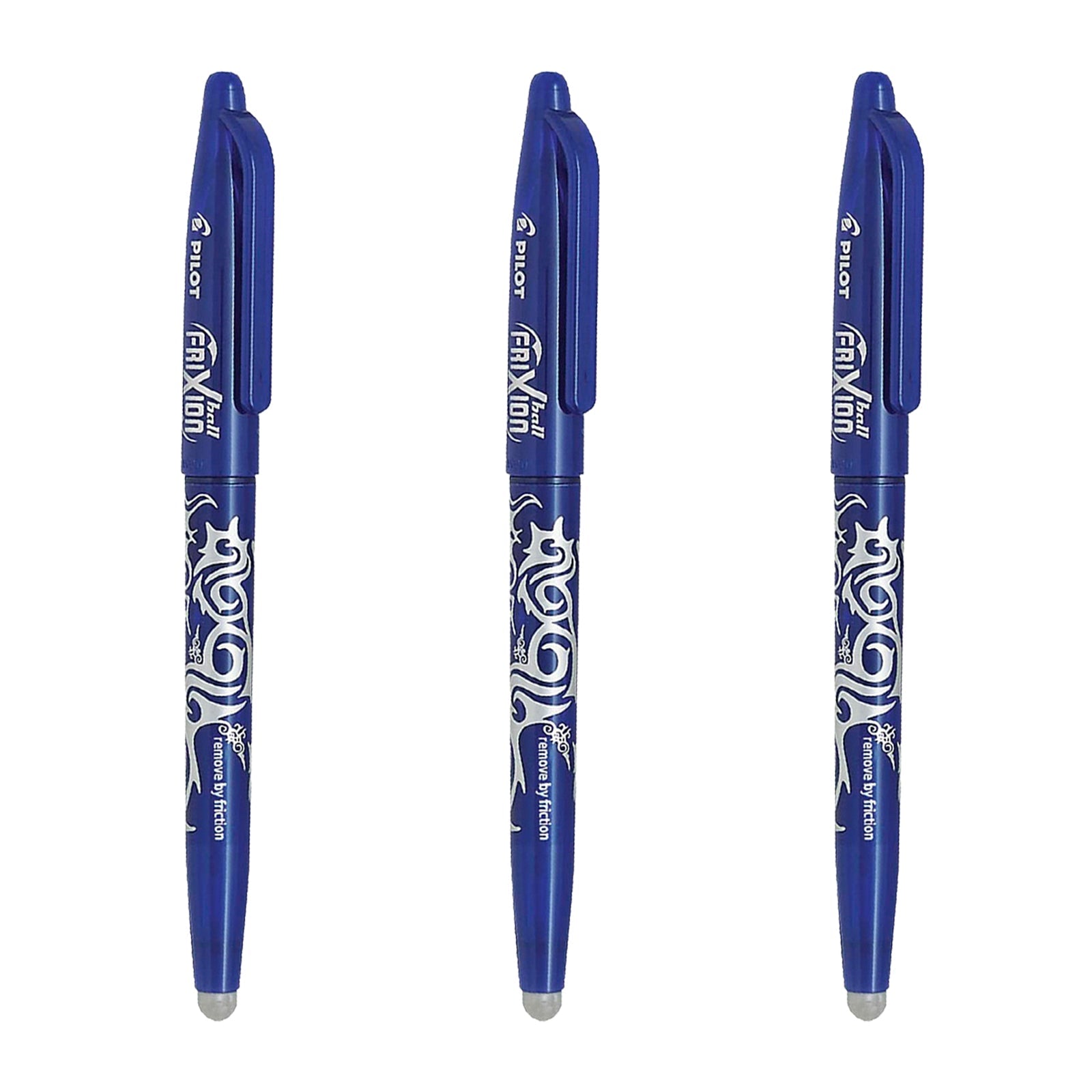 PILOT - Set de 3 Bolígrafos FriXion Ball Borrables y Recargables 0.7 mm Anti Fatiga. Azul