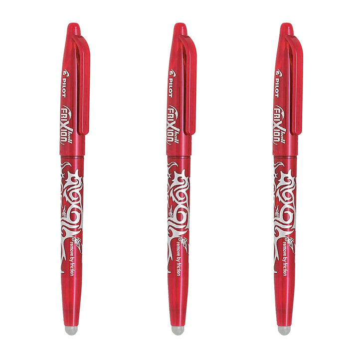 PILOT - Set de 3 Bolígrafos FriXion Ball Borrables y Recargables 0.7 mm Anti Fatiga. Rojo