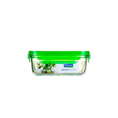 Glasslock Classic - Recipiente Hermético Rectangular de 0.7L en Vidrio Templado. Verde