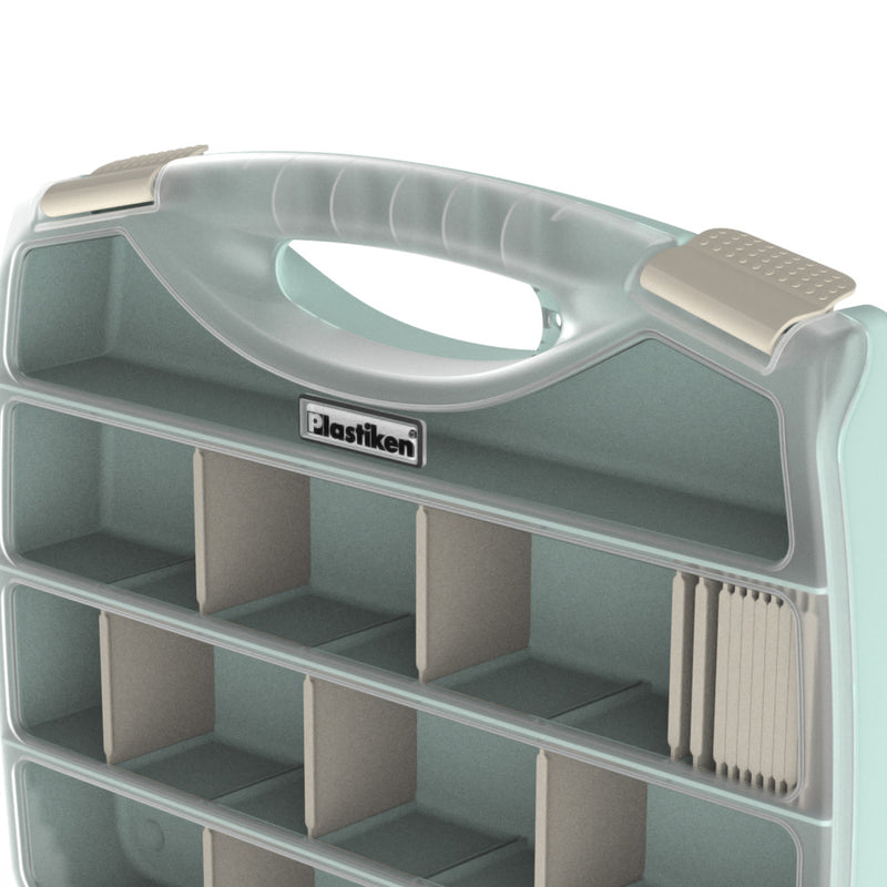 PLASTIKEN Titanium - Maletín Organizador de 32 cm con 18 Divisores Adaptables. Menta