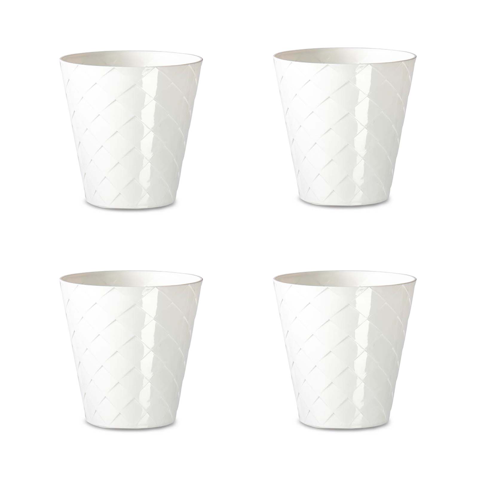 Areca Palm - Set de 4 Macetas Redondas Decorativas 13 cm con Textura. Blanco Roto