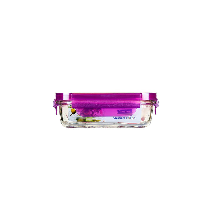 Glasslock Classic - Recipiente Hermético Rectangular de 0.4L en Vidrio Templado. Morado