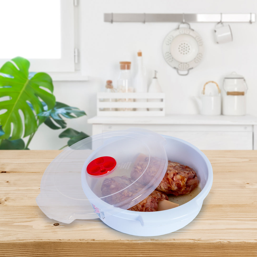 Plastic Forte - Recipiente para Cocinar al Microondas de 2L con Válvula. Rosa