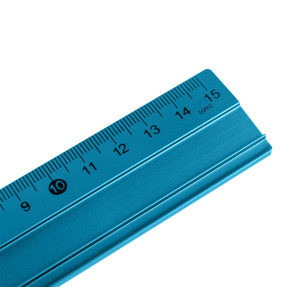 LIDERPAPEL RG08 - Regla de Aluminio con Base Biselada, 15 cm. Especial Estuches