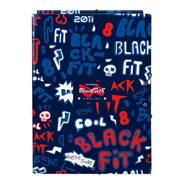 SAFTA - Carpeta A4 con 3 Solapas y Cierre de Goma, Modelo Blackfit8 Letters