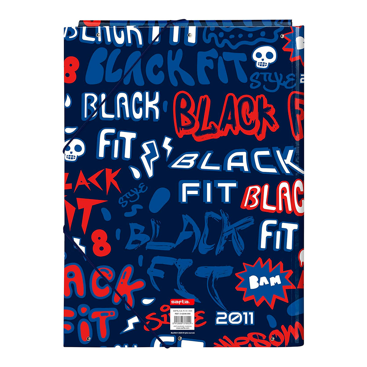 SAFTA - Carpeta A4 con 3 Solapas y Cierre de Goma, Modelo Blackfit8 Letters