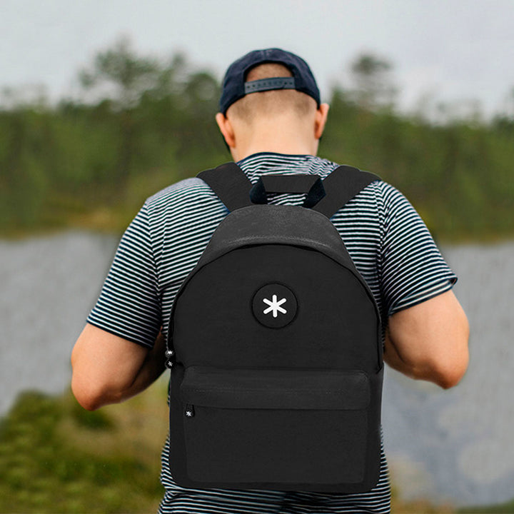 ANTARTIK - Conjunto Escolar con Mochila y Estuche Triple 2 Cremalleras. Negro