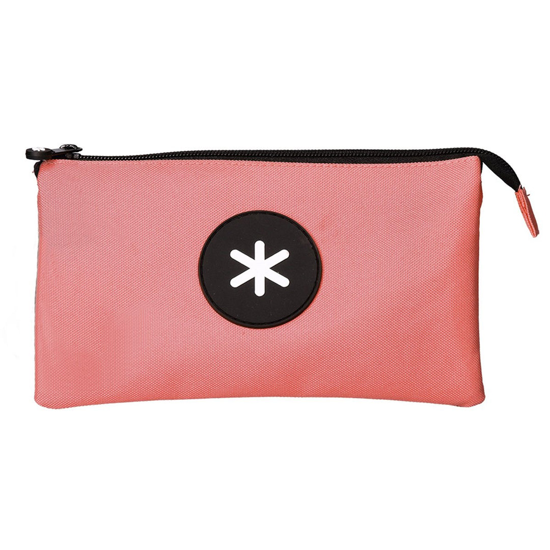 Antartik - Estuche Escolar Triple Portatodo de Alta Capacidad con 2 Cremalleras, Coral