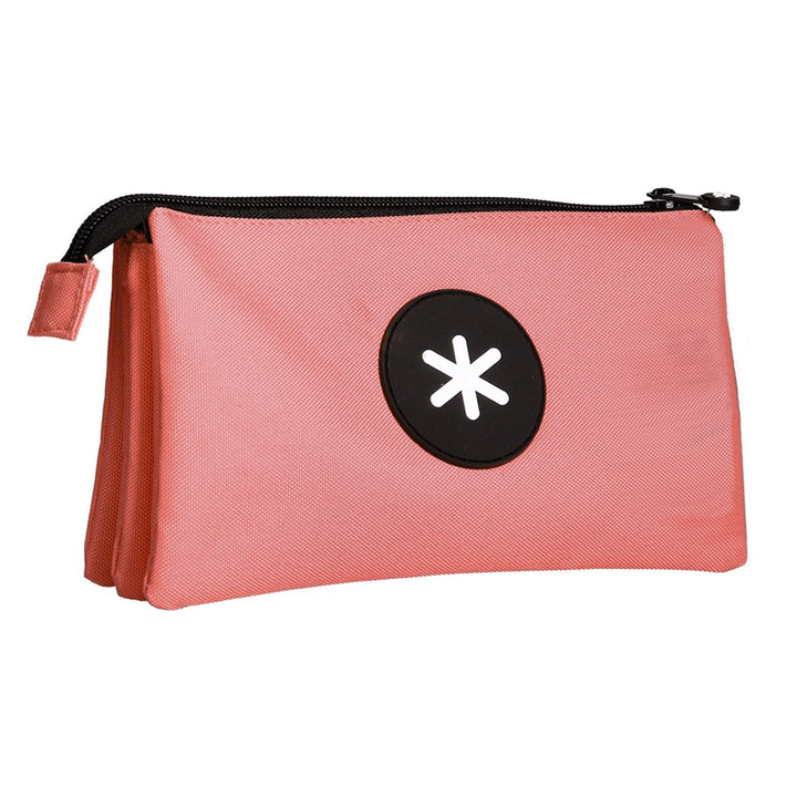 Antartik - Estuche Escolar Triple Portatodo de Alta Capacidad con 2 Cremalleras, Coral