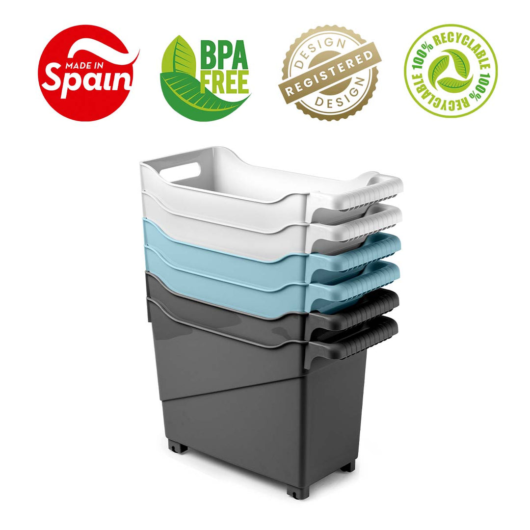 Plastic Forte - Cesta Organizadora con Ruedas Nº 3. Ideal Bajo Fregadero. Azul