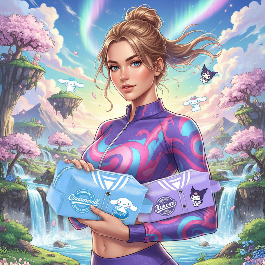 KARACTERMANIA - Neceser de Viaje y Mochila Brick Plus Hello Kitty Kuromi Varsity. Malva