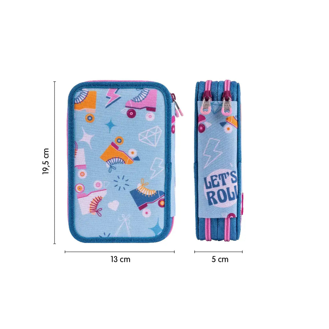 MILAN - Plumier de 2 Pisos con Cremallera y Contenido de 36 Piezas. Colección Roller 2