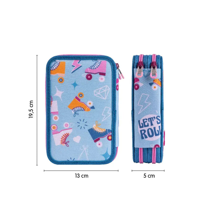 MILAN - Plumier de 2 Pisos con Cremallera y Contenido de 36 Piezas. Colección Roller 2