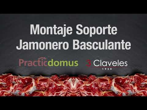 3 Claveles Kit Premium Soporte Jamonero Basculante y Cabezal Giratorio, Cuchillos y Chaira