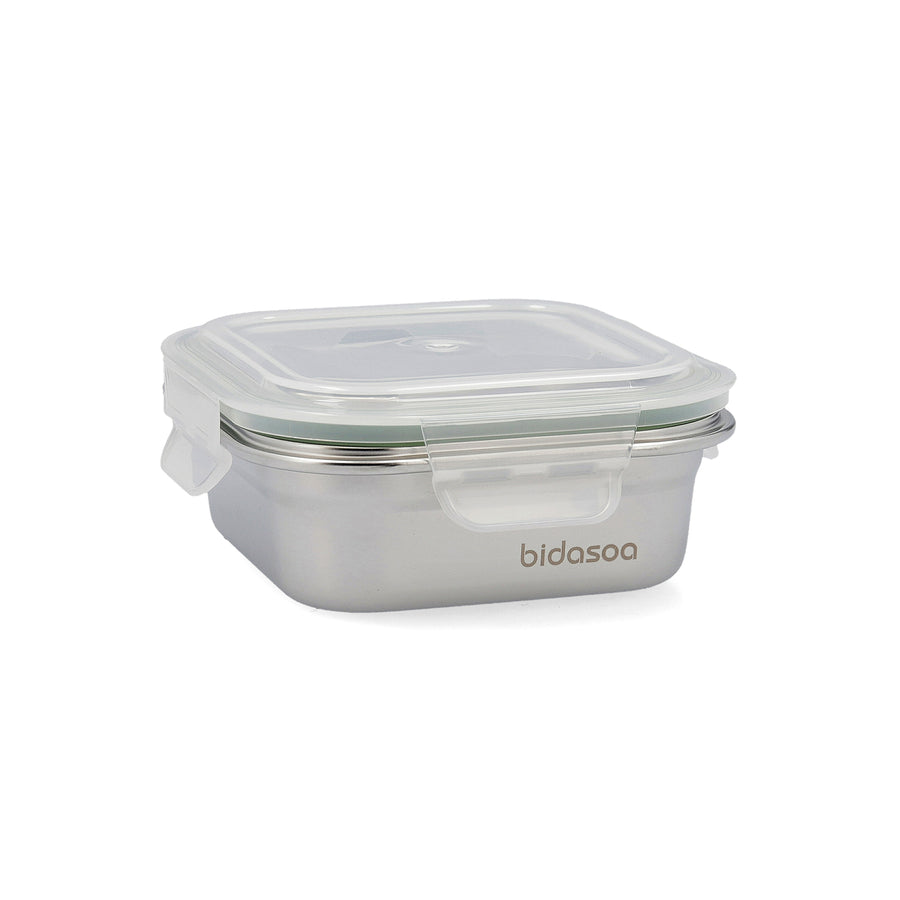 BIDASOA Mi Planeta - Recipiente Rectangular 0.5L en Acero Inoxidable, Apto Horno