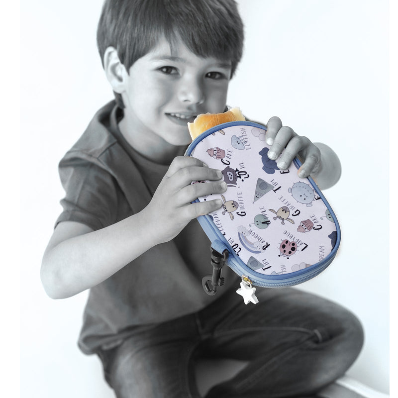 IRIS Snack Rico - Porta Bocadillos Infantil Termoinsulado con Mosquetón, Azul