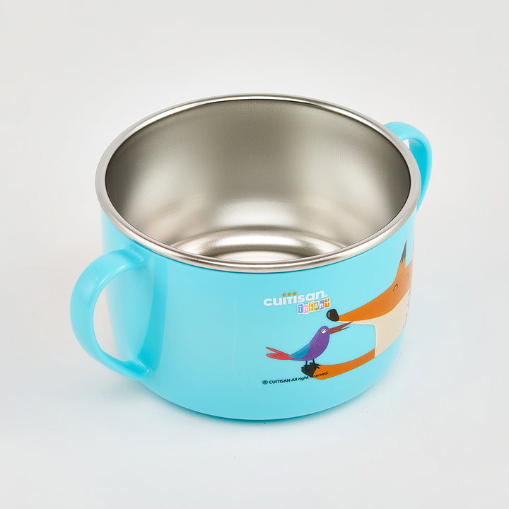 Cuitisan Baby - Taza Infantil de 0.65L en Acero con Tapa y Doble Asa Apta Microondas. Azul