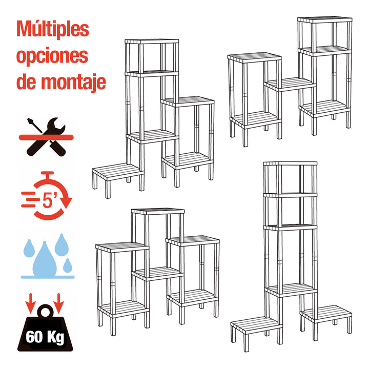 TATAY 1201500 - Estantería Modular LOMBOK de Efecto Madera, Rectangular Marrón