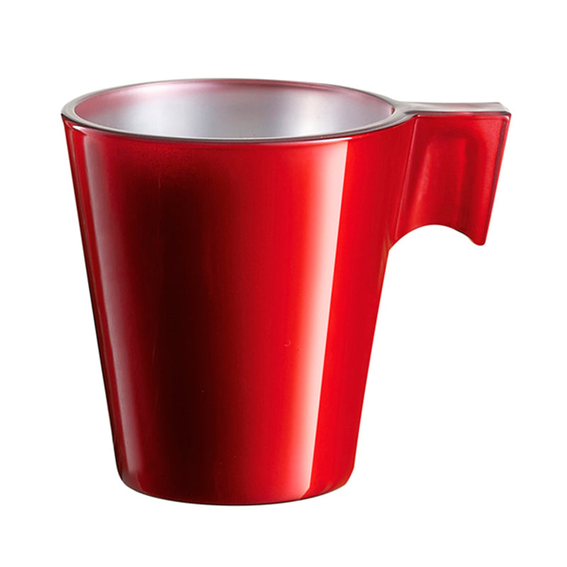 Luminarc Flashy Rojo - Taza de Café Longo en Vidrio Templado Metalizado, 220 ml