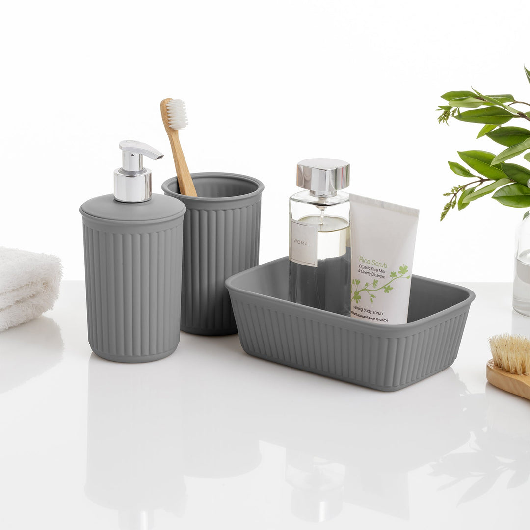 TATAY Boabab - Pack Organización Baño de 3 Piezas en Plástico PP05. Taupe