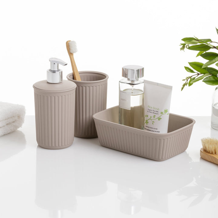 TATAY Boabab - Pack Organización Baño de 3 Piezas en Plástico PP05. Taupe