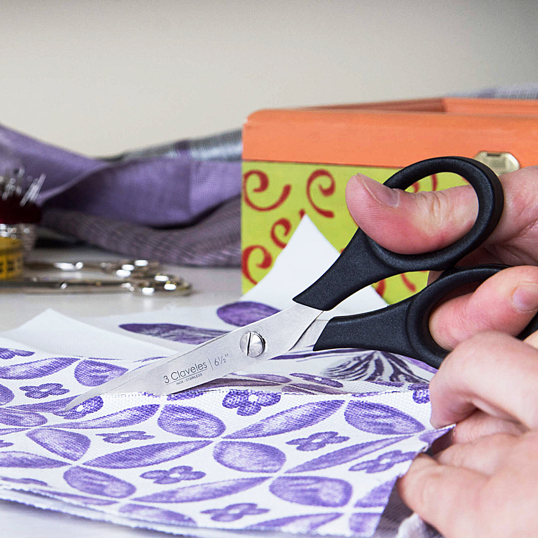 3 CLAVELES - Tijeras de Costura Profesionales 16.5 cm - 6.5" Acero Inoxidable